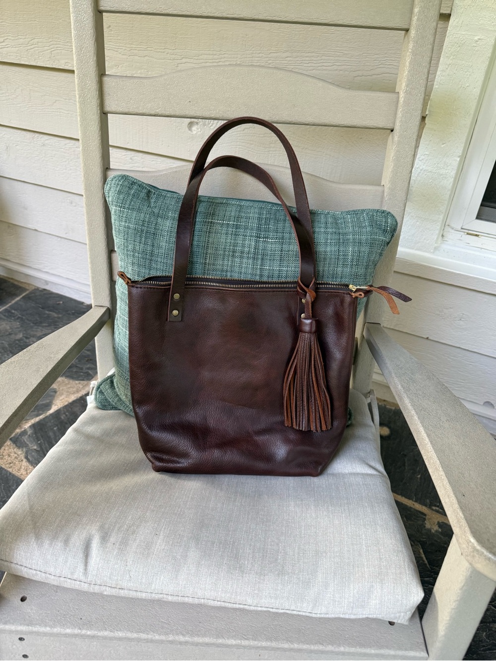 Portland Leather Goods Dark Brown Leather Shoulder Bag - Picture 9 of 12